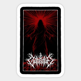 God is Love Redeemer  death metal design (crimson) Sticker